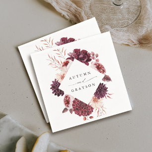 Autumn Romance Watercolor Floral Wedding Napkin