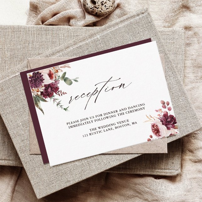Autumn Romance Watercolor Floral Wedding Reception Enclosure Card (Creator Uploaded)