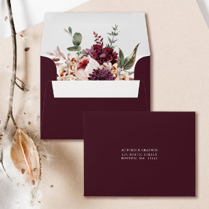 Autumn Romance Wedding Pre-Printed Address RSVP  Envelope