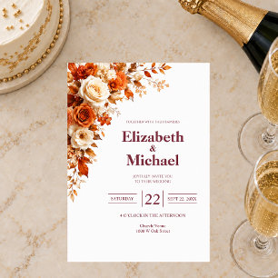 Autumn Rose Modern Elegant Wedding Invitation