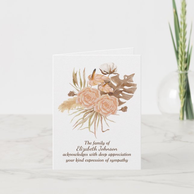 Autumn Rose Sympathy Thank You Card (Front)