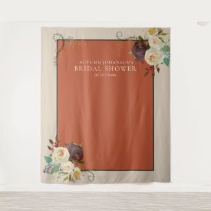 Autumn Roses Bridal Shower Photo Backdrop Tapestry