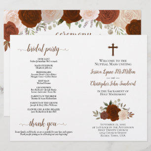 Autumn Roses DIY Fold Catholic Wedding Program
