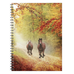 Autumn Rush Running Horses Notebook