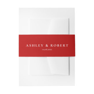 Autumn Rust Red Modern Wedding Invitation Belly Band