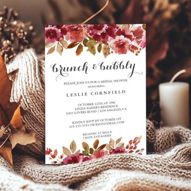 Autumn Rustic Brunch & Bubbly Bridal Shower Invitation (Creator Uploaded)