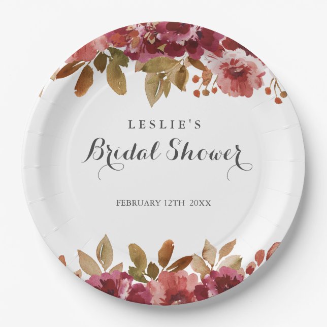 Autumn Rustic Brunch & Bubbly Bridal Shower Paper Plate (Front)