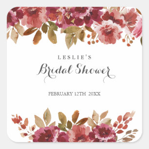 Autumn Rustic Brunch & Bubbly Bridal Shower Square Sticker