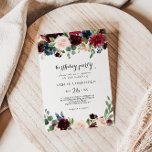 Autumn Rustic Burgundy 50Th Birthday Party Invitation<br><div class="desc">This autumn rustic burgundy 50th birthday party invitation is perfect for a simple birthday celebration. The design features burgundy,  red,  navy,  blue and blush radiant and graceful hand-painted flowers,  inspiring natural beauty.</div>