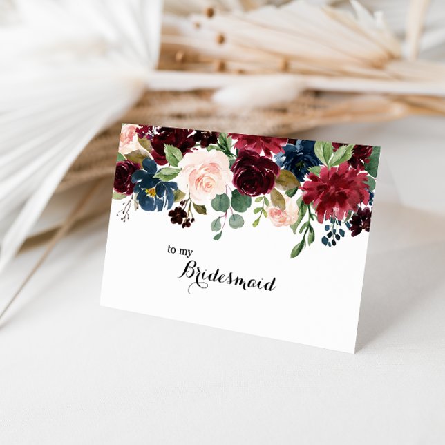 Autumn Rustic Burgundy Bridesmaid Thank You (Creator Uploaded)