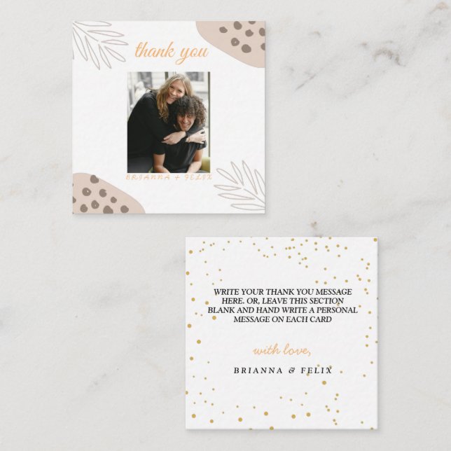 Autumn Rustic Burgundy Calligraphy photo thank you Card (Front/Back)