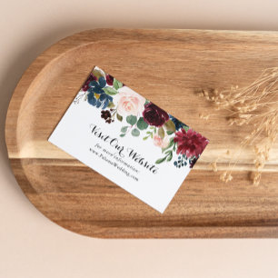 Autumn Rustic Burgundy Calligraphy Wedding Website Enclosure Card