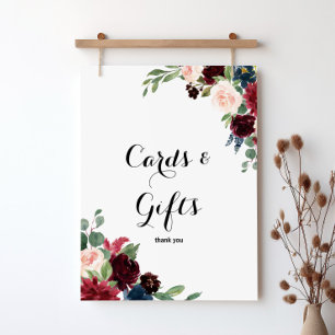 Autumn Rustic Burgundy Cards and Gifts Sign