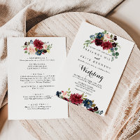 Autumn Rustic Burgundy Floral Front & Back Wedding