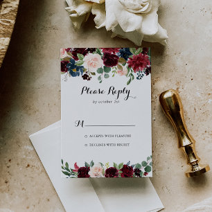 Autumn Rustic Burgundy Modern Calligraphy RSVP