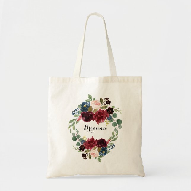 Autumn Rustic Burgundy Tote Bag (Front)
