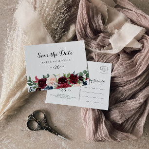 Autumn Rustic Calligraphy Horizontal Save the Date Postcard