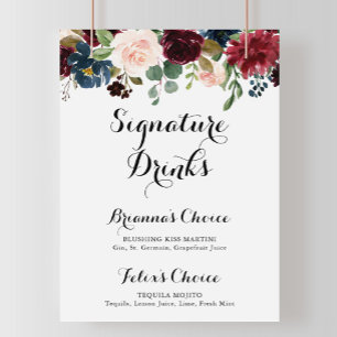 Autumn Rustic Calligraphy Signature Drinks Sign