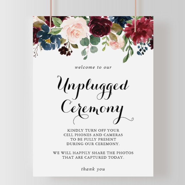 Autumn Rustic Calligraphy Unplugged Ceremony Sign (Creator Uploaded)
