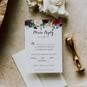 Autumn Rustic Calligraphy Wedding Menu Choice RSVP