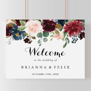 Autumn Rustic Calligraphy Wedding Welcome Sign