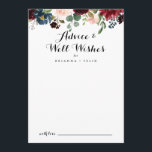 Autumn Rustic Calligraphy Wedding Well Wishes Advice Card<br><div class="desc">This autumn rustic calligraphy wedding well wishes advice card is perfect for a modern wedding. The design features burgundy, red, navy, blue and blush radiant and graceful hand-painted flowers, inspiring natural beauty. These cards are perfect for a wedding, bridal shower, baby shower, graduation party & more. Personalise the cards with...</div>