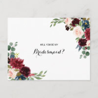 Autumn Rustic Dazzling Burgundy Bridesmaid
