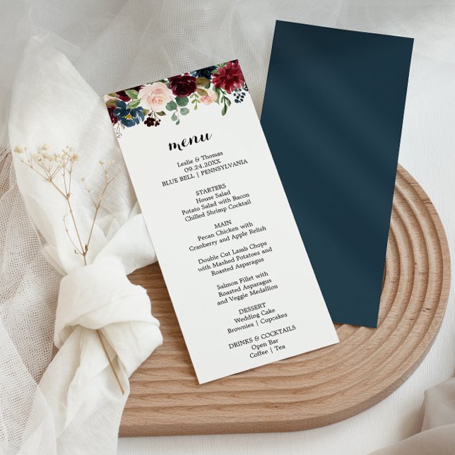 Autumn Rustic Dazzling Burgundy Dinner Menu Card (Creator Uploaded)