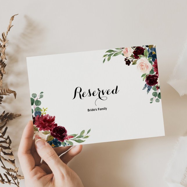 Autumn Rustic Dazzling Burgundy Reserved Sign (Creator Uploaded)