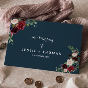 Autumn Rustic Dazzling Burgundy Wedding Guest Book