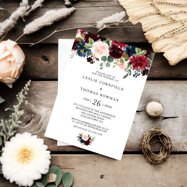 Autumn Rustic Dazzling Burgundy Wedding Invitation (Creator Uploaded)