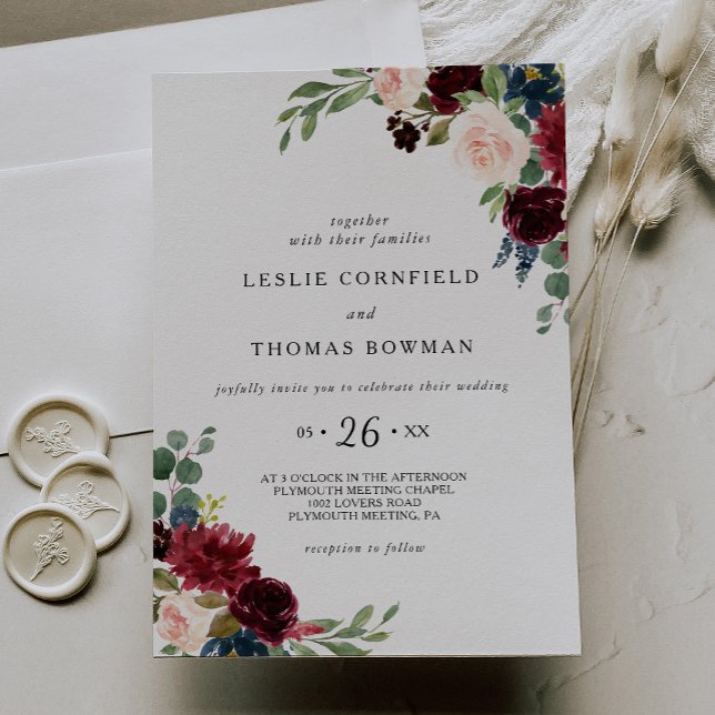 Autumn Rustic Dazzling Burgundy Wedding Invitation (Creator Uploaded)