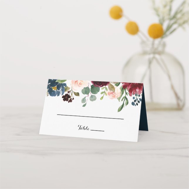 Autumn Rustic Dazzling Burgundy Wedding Place Card (Front)