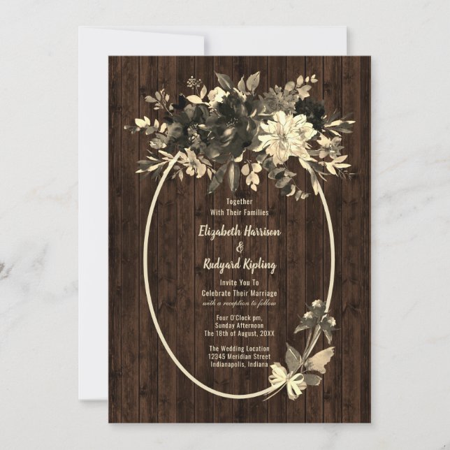 Autumn Rustic Dried Floral Spray Wedding Invitation (Front)