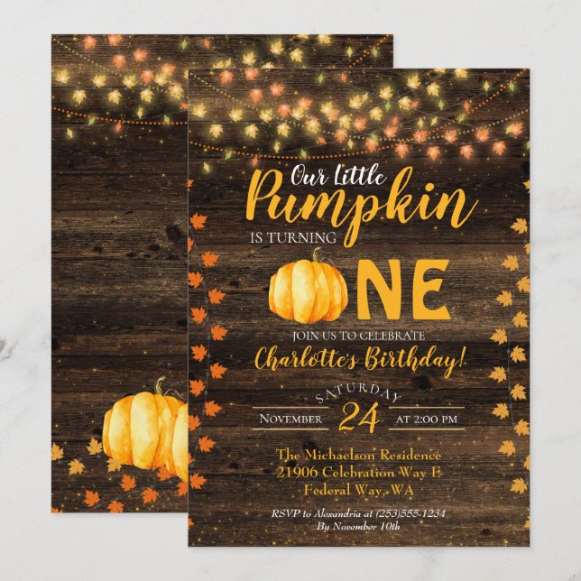 Autumn Rustic Fall Country Birthday Invitation (Front/Back)
