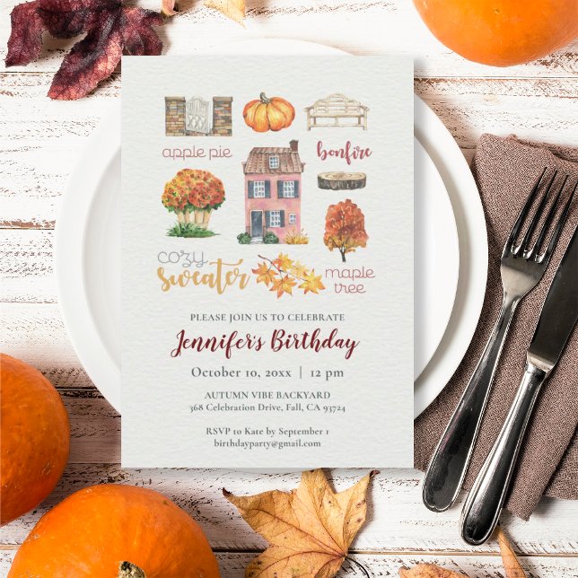 Autumn Rustic Fall Favourite Things Birthday Party Invitation (Creator Uploaded)