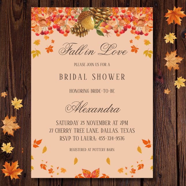 Autumn Rustic Fall in Love Bridal Shower  Invitation (Creator Uploaded)