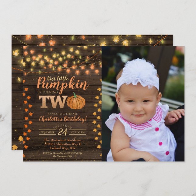Autumn Rustic Fall Photo Country Birthday Invitation (Front/Back)