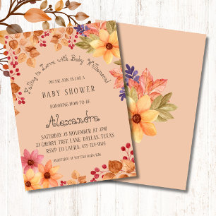Autumn Rustic Floral Falling in Love Baby Shower Invitation