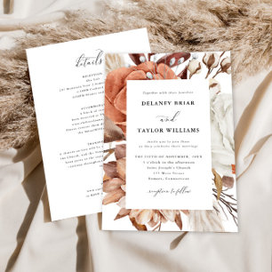 Autumn Rustic Floral, Framed One Piece Wedding Invitation