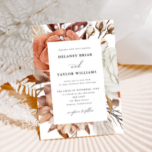Autumn Rustic Floral, Framed Wedding Invitation