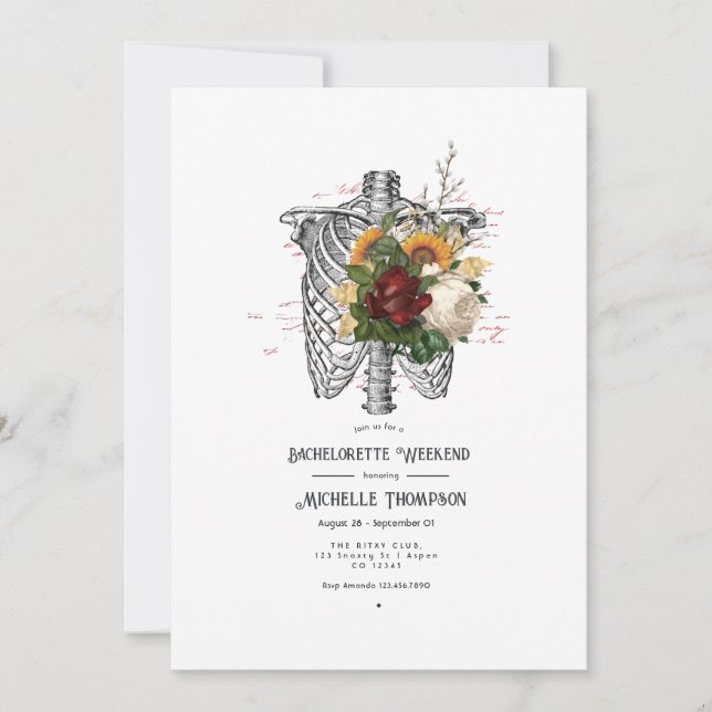 Autumn Rustic Floral Gothic Bachelorette Weekend Invitation (Front)