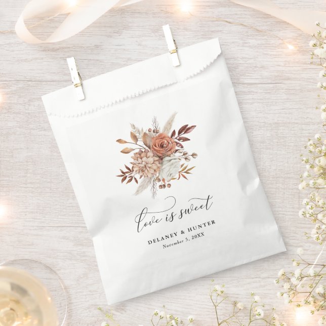 Autumn Rustic Floral Love is Sweet Favour Bags (Clipped)