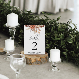 Autumn Rustic Floral Personalised  Table Number