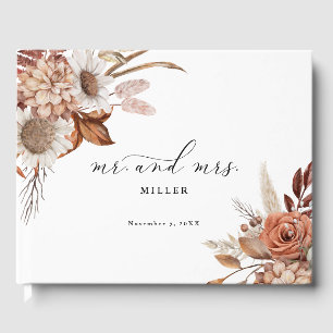 Autumn Rustic Floral Personalised Wedding Guest Book