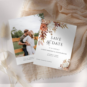 Autumn Rustic Floral Photo Petite Save the Date Invitation