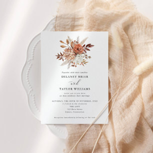 Autumn Rustic Floral Traditional Wedding Invitation