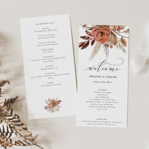 Autumn Rustic Floral Wedding Tall Programme