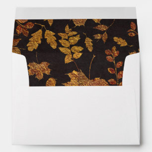 Autumn Rustic Golden Leaves Elegant Wedding Envelopes