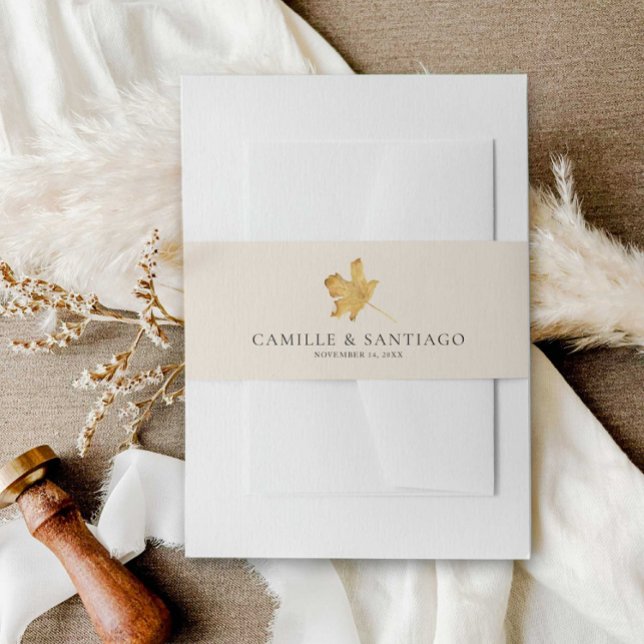 Autumn Rustic Minimalist Wedding Invitation Belly Band (Fall outdoor wedding belly band)